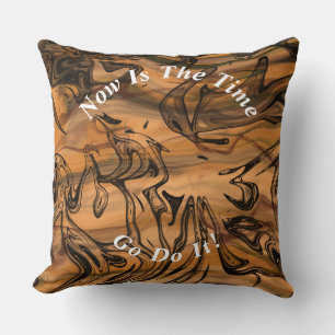 Unique Brown Abstract Marble Liquified  Throw Pillow