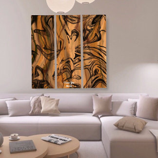 Unique Brown Abstract Marble Liquified Wall Art 