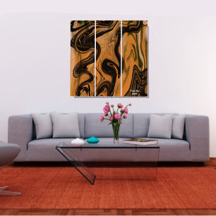 Unique Brown Abstract Marble liquified Wall Art