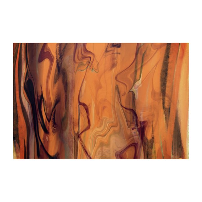 Unique Brown Abstract Marble Liquified Wall Art (Front)