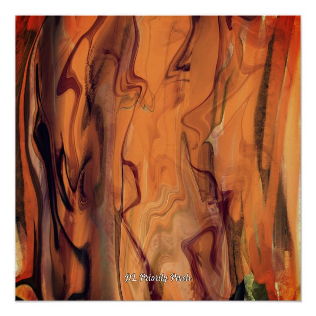 Unique Brown Abstract Marble Liquified Wall Art (Front)