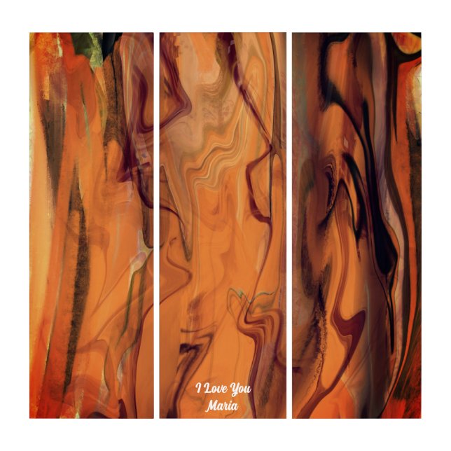 Unique Brown Abstract Marble Liquified Wall Art (Front)