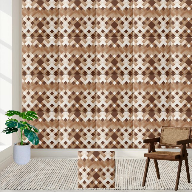 Unique Brown and White Checkered Tile Pattern (Unique Brown and White Checkered Tile Pattern)