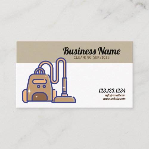 Unique Brown and White Vacuum Home Cleaning Business Card