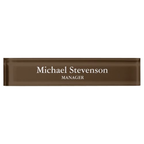 Unique Brown Elegant Modern Desk Nameplate