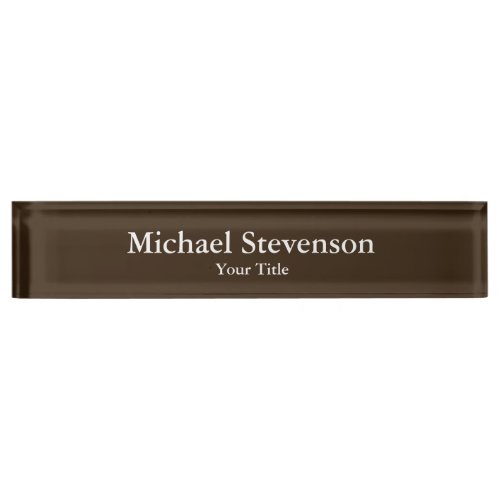 Unique Brown Elegant Modern Desk Nameplate