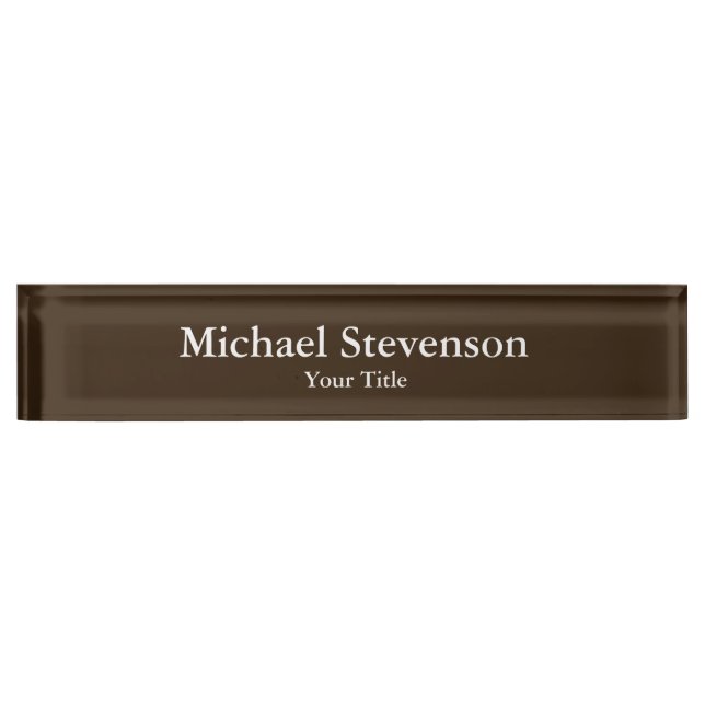 Unique Brown Elegant Modern Desk Nameplate (Front)