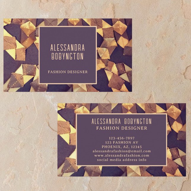 Unique brown gold abstract boho bold elegant  business card (Creator Uploaded)