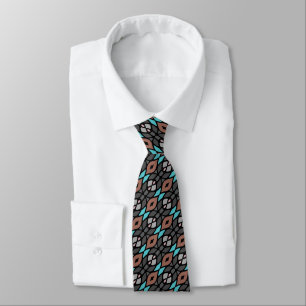 Unique Brown Gray Aqua Turquoise Blue Tribal Art Neck Tie