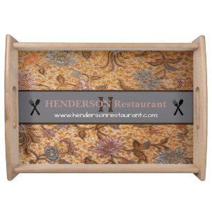 Unique Brown Java Ethnic Batik Custom Restaurant Serving Tray