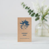 Unique Brown Kraft Paper Blue Flower Floral Design Business Card (Standing Front)