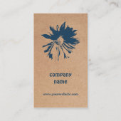 Unique Brown Kraft Paper Blue Flower Floral Design Business Card (Front)