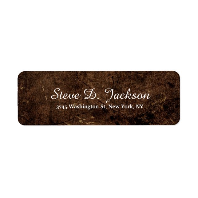 Unique Brown Stone Elegant Script Handwriting Label (Front)