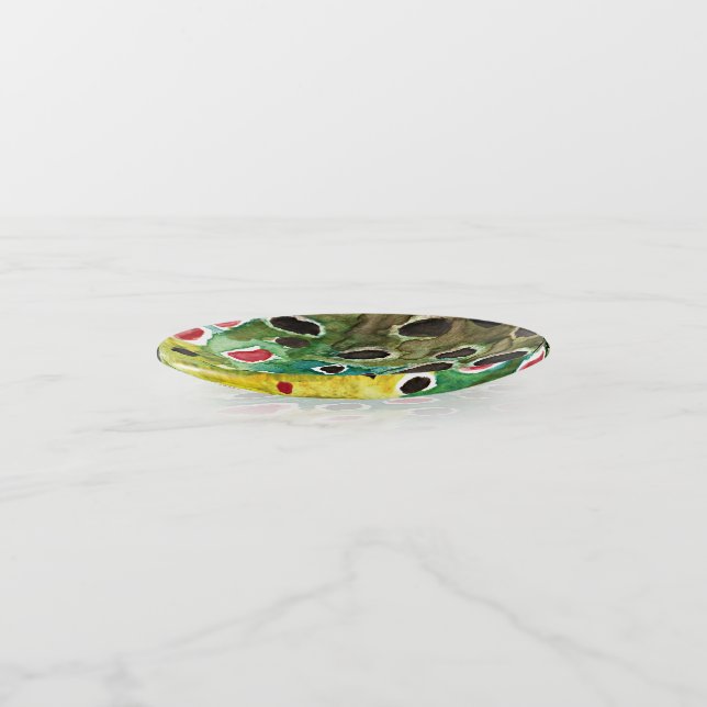 Unique  Brown Trout Fly Fishing Trinket Tray (Angled)