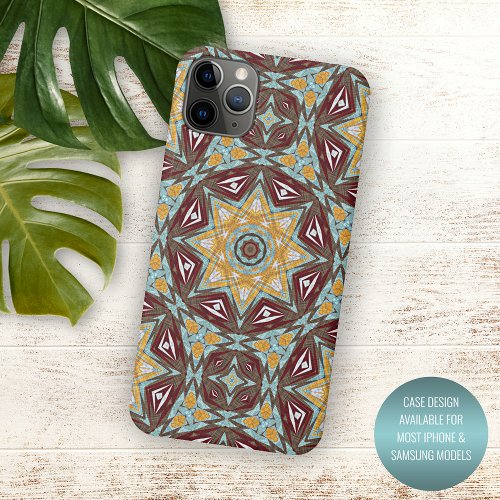 Unique Brown Yellow Turquoise Red Kaleidoscope Art iPhone 11 Pro Max Case