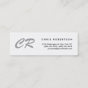 Unique Brush Script Monogram Minimalist Mini Business Card