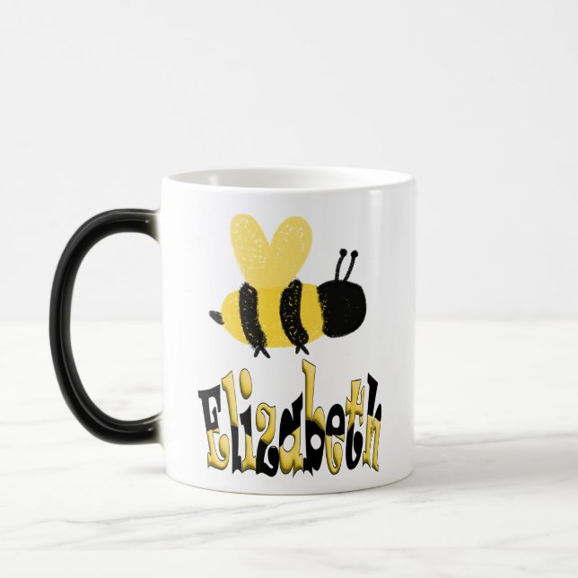 Unique Bumblebee Doodle Personalized Drawing Color Morph Mug (Left)