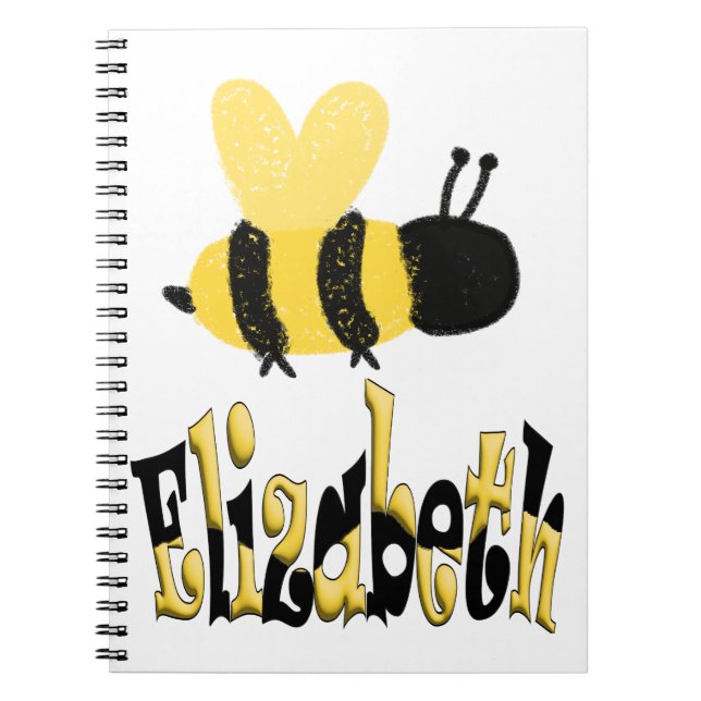 Unique Bumblebee Doodle Personalized Drawing Notebook (Front)