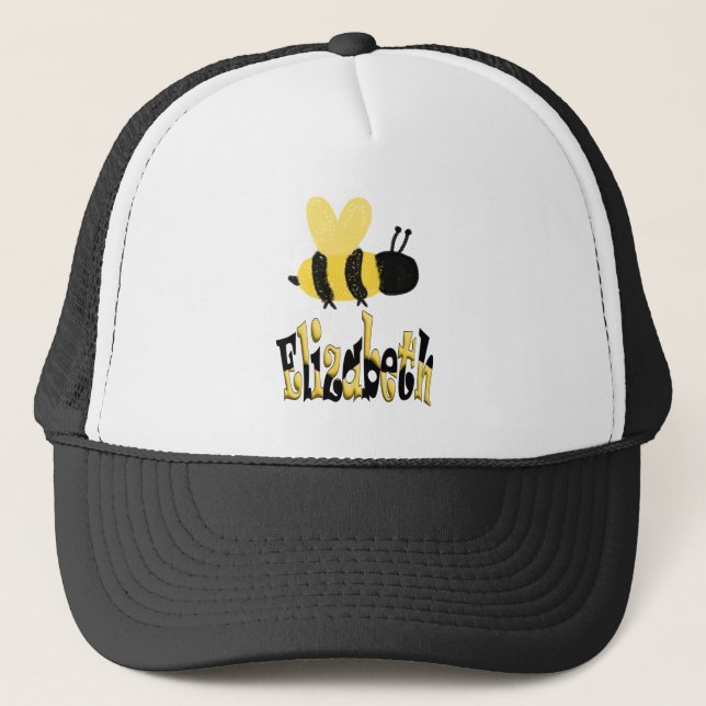 Unique Bumblebee Doodle Personalized Drawing Trucker Hat (Front)