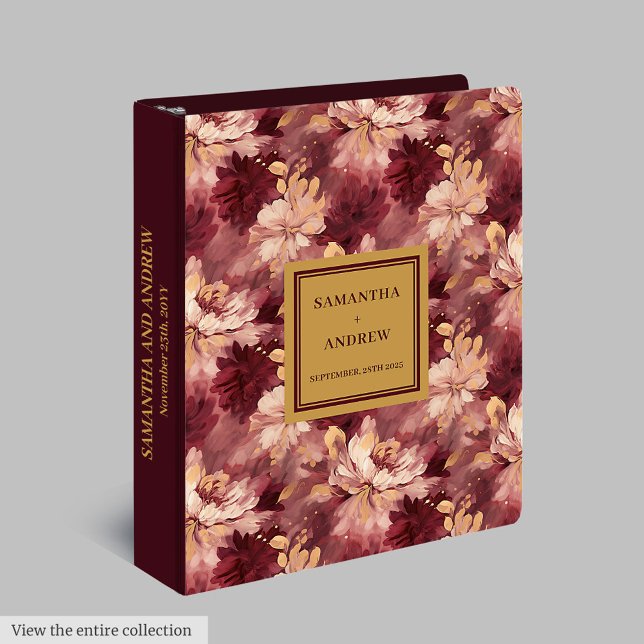Unique Burgundy Blush Gold Wedding Ring Binder (Unique Burgundy Blush Gold Wedding Ring Binder)