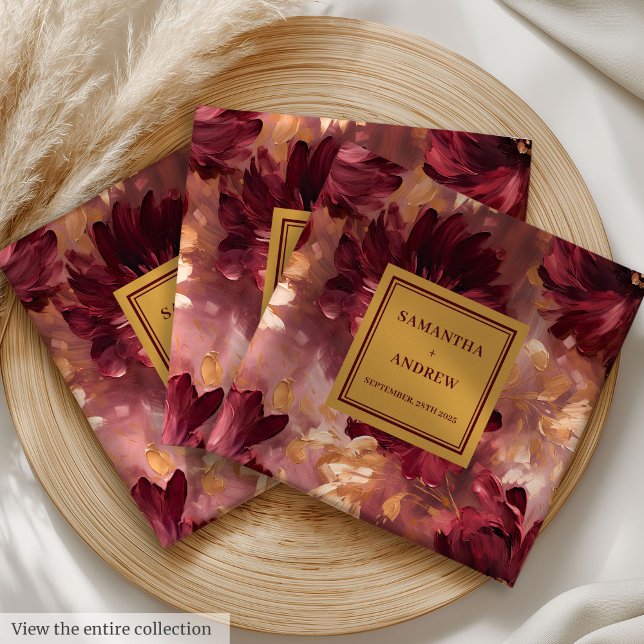 Unique Burgundy Gold Wedding Napkins Personalized (Unique Burgundy Gold Wedding Napkins Personalized)