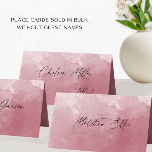 Unique Burgundy Watercolor Background Folded Place Card