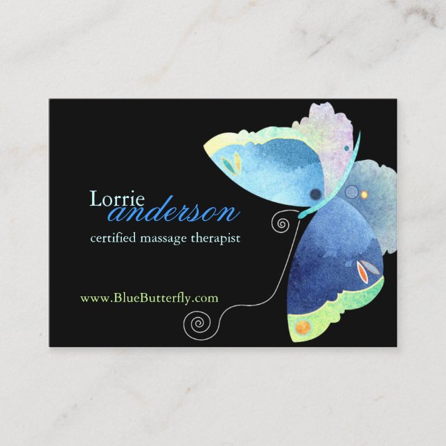 Unique Butterfly Massage Therapist Business Card (Front)