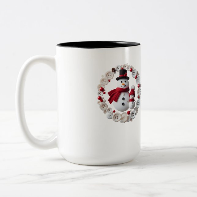 Unique Button Design Two-Tone Coffee Mug (Left)
