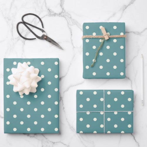 Unique Calcite Deep Blue  White Polka Dot Pattern Wrapping Paper Sheets