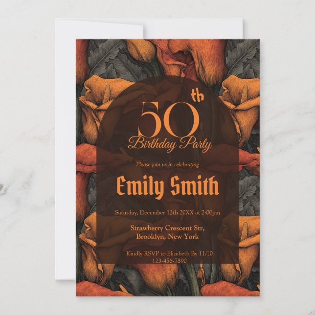 Unique Call Lilies Accent First Birthday Gift Invitation (Front)