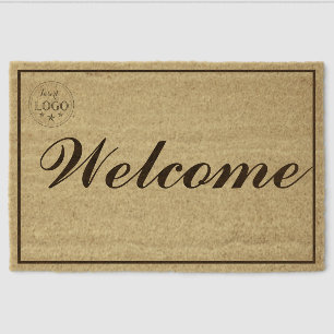 Unique Calligraphy Design Fiber Welcome Mat
