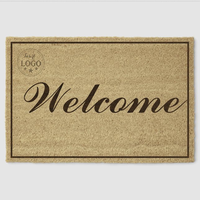 Unique Calligraphy Design Fiber Welcome Mat (Front)