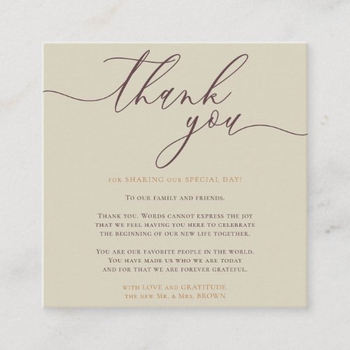 Unique Calligraphy Elegant Custom Photo Thank You Enclosure Card