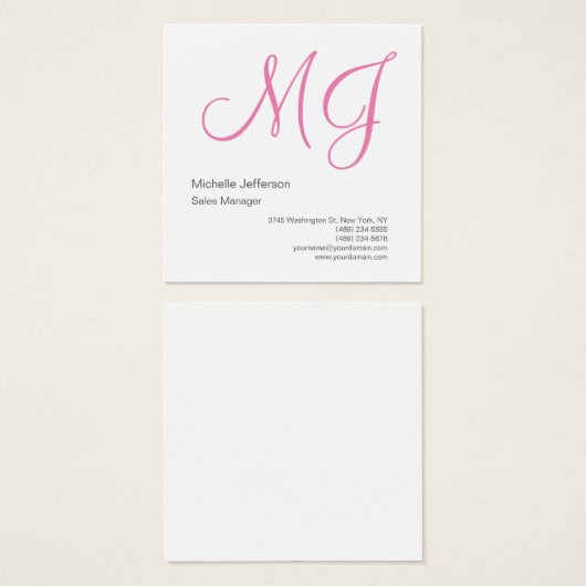 Unique Calligraphy Monogram White Pink Initials (Front & Back)