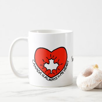 Unique Canadian Gift Custom Name Canada Heart Coffee Mug by MiKaArt at Zazzle