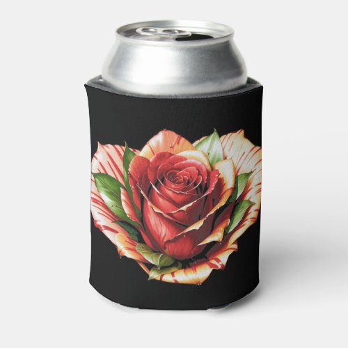 Unique Candy Cane Rose Design Flower Can Cooler