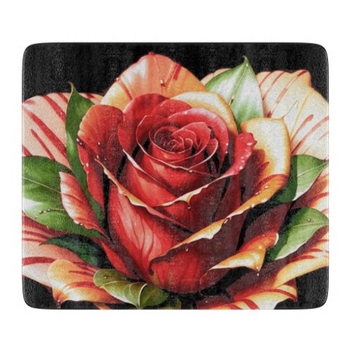 Unique Candy Cane Rose Design Flower Cutting Board