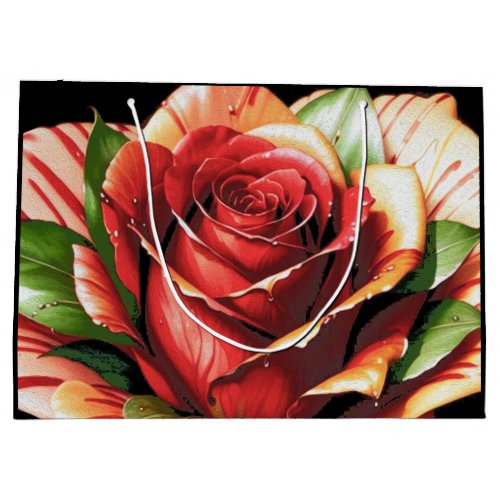 Unique Candy Cane Rose Design Flower Large Gift Bag