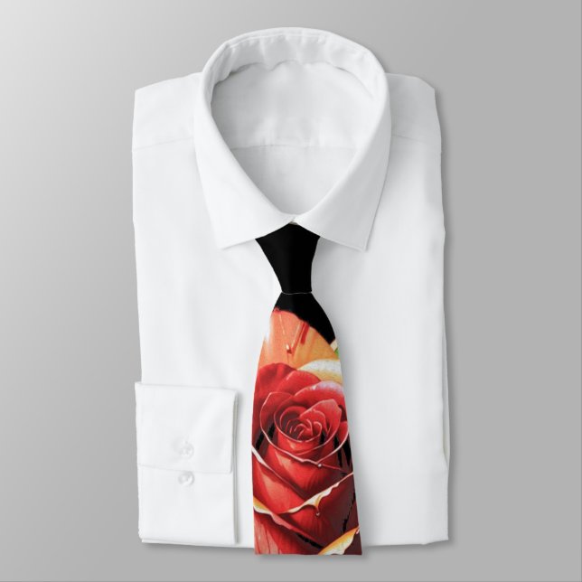 Unique Candy Cane Rose Design Flower Neck Tie (Tied)