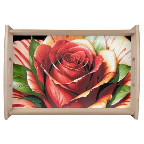 Unique Candy Cane Rose Design Flower Serving Tray