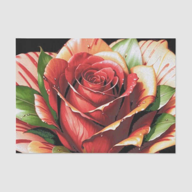 Unique Candy Cane Rose Design Flower Tissue Paper (Front)