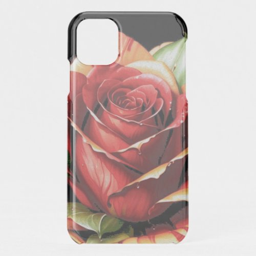 Unique Candy Cane Rose Design Flower iPhone 11 Case