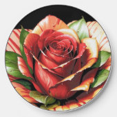 Unique Candy Cane Rose Design Flower Wireless Charger (Front)