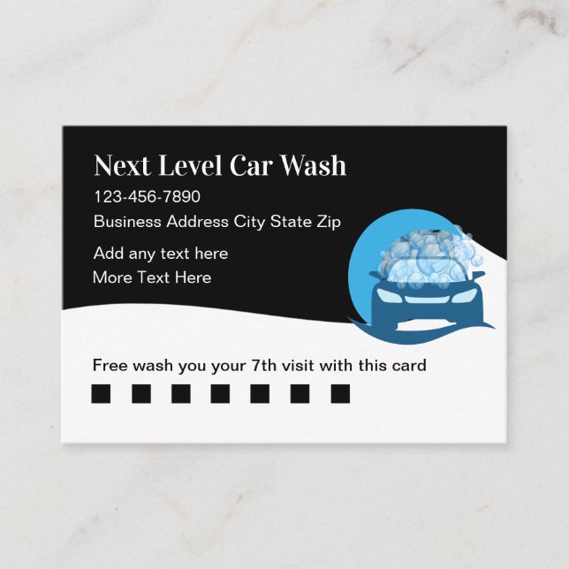 Unique Car Wash Customer Loyalty Rewards  Business Card (Front)