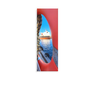 Unique Cargo Ship Nautical Photography Lifebuoy Canvas Print