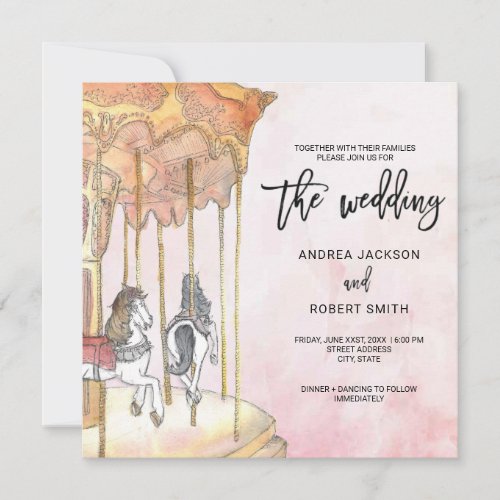 Unique Carousel Theme Wedding Invitation