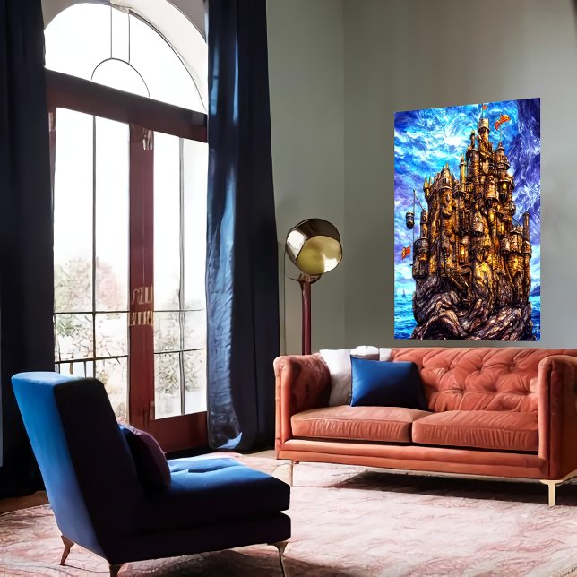 Unique castle in the sea | AI Art Poster (Creator Uploaded)