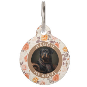 Unique Cat Dad Gift Rose Floral Pet ID Tag