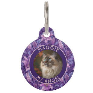 Unique Cat Gift Lilies Floral Pet ID Tag