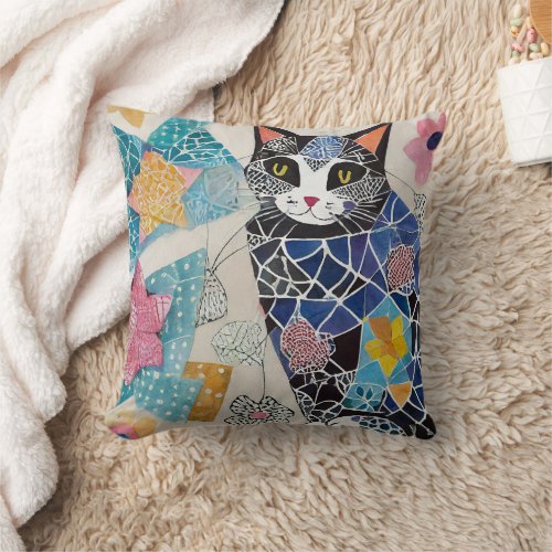 Unique Cat Lovers Gift for Grandma Mother Daughter Throw Pillow